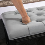 Fabric Bed End Bench Velvet Upholstered Tufted Lounge