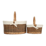 Red Hamper White Lined Country Oval Wicker Shopping Basket