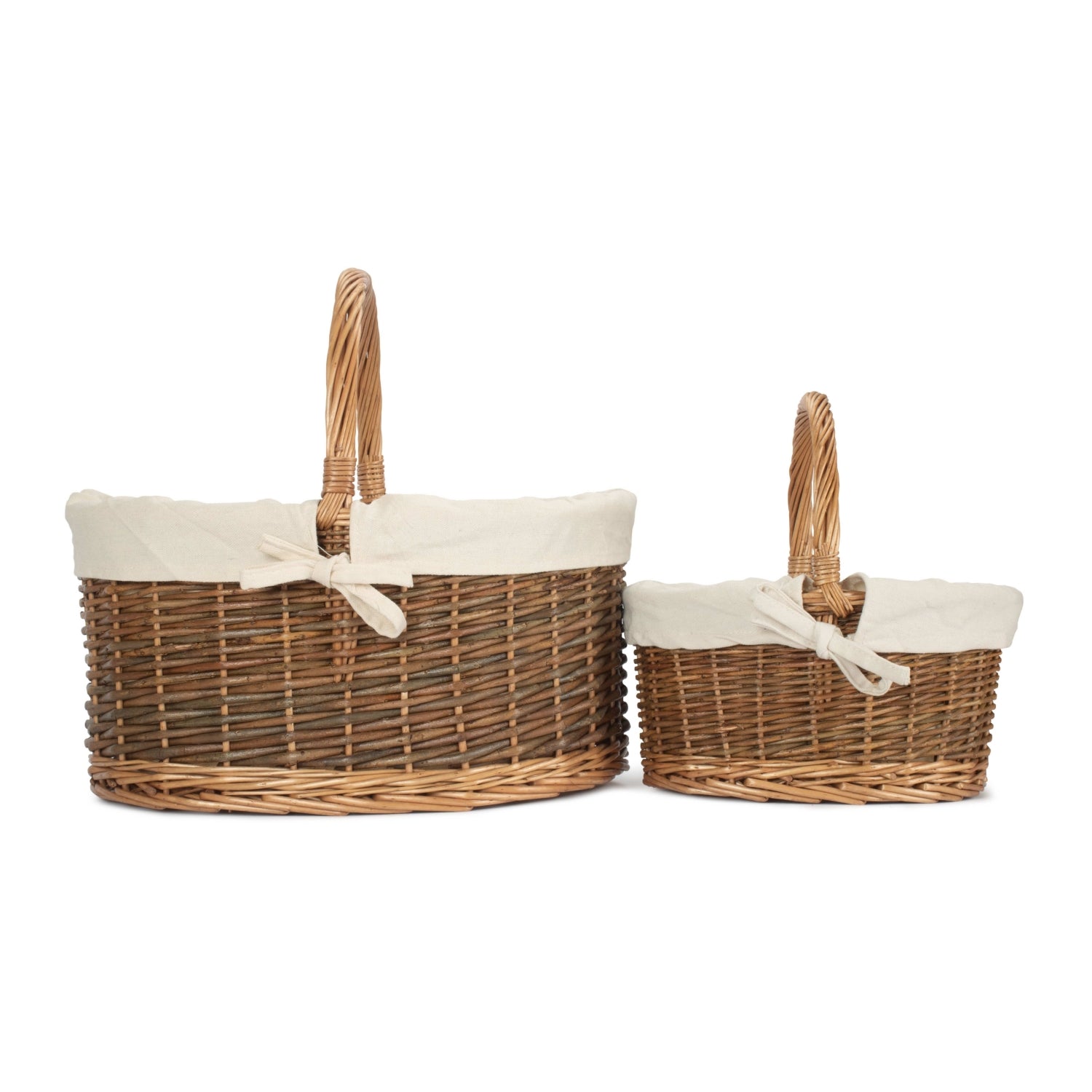 Red Hamper White Lined Country Oval Wicker Shopping Basket