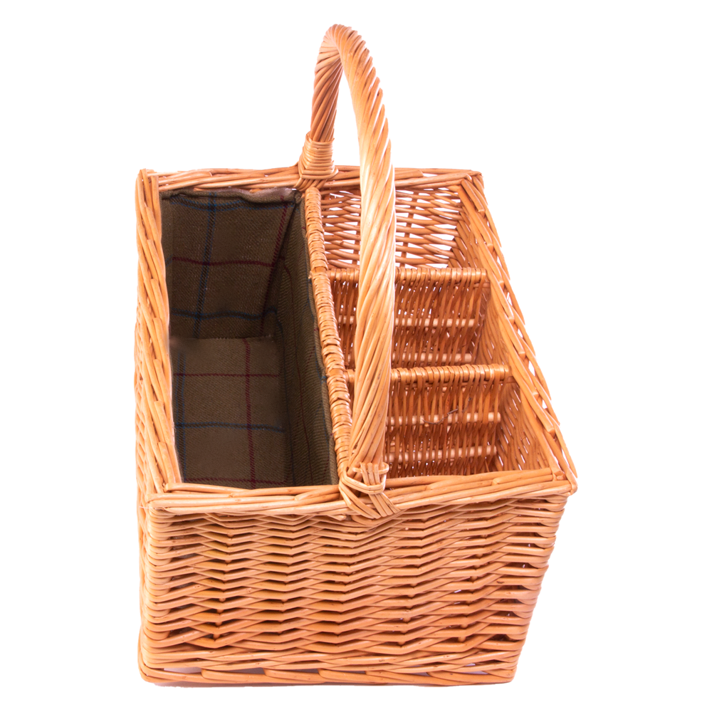 Wicker 3 Bottle With Green Lining Picnic Basket