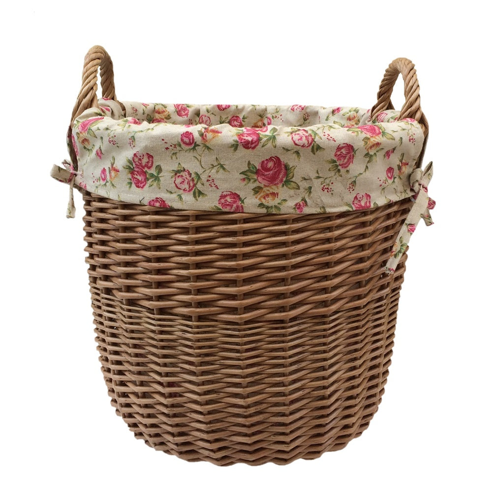 Red Hamper Light Steamed Garden Rose Cotton Lined Laundry Bins