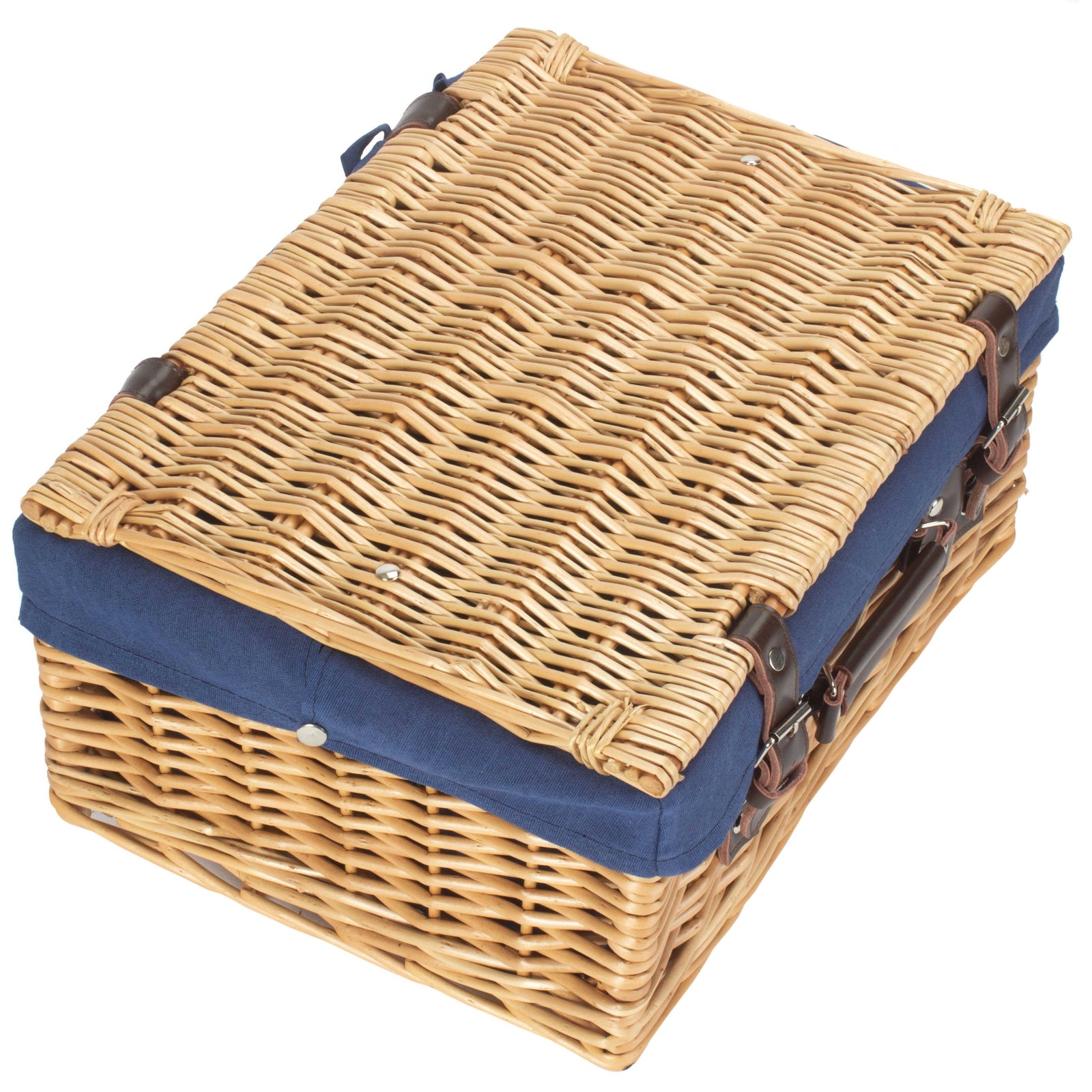 Wicker Buff 40cm Picnic Basket | Blue