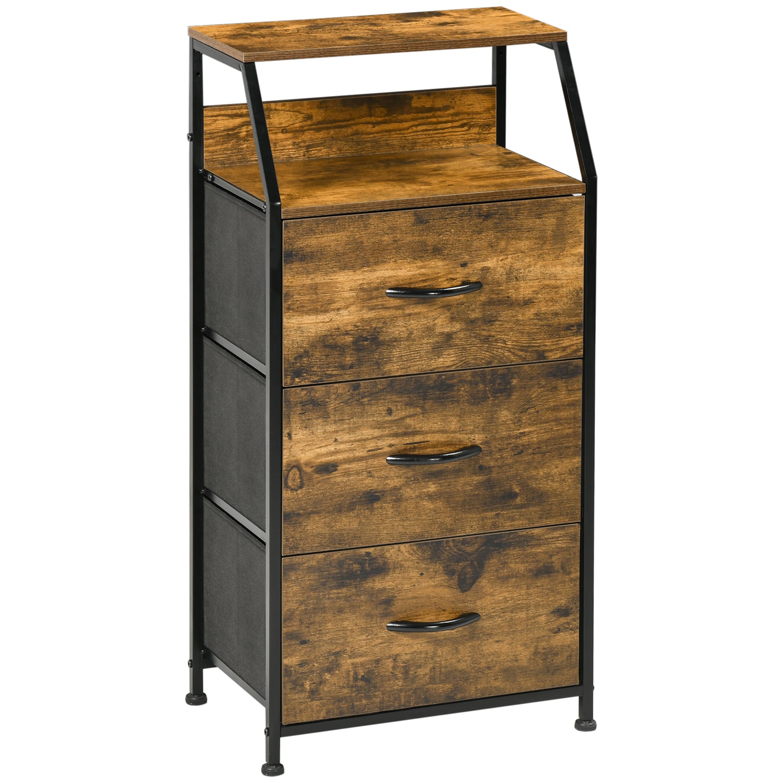 Industrial 3 Drawers Storage Cabinet W/ Display Shelves