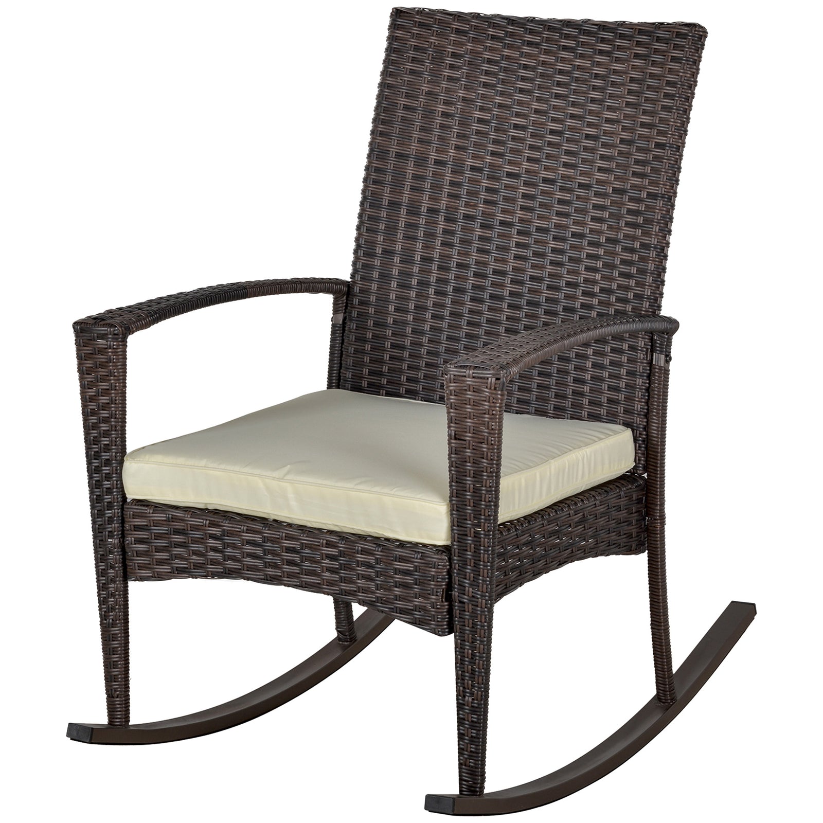 Rattan Rocking Chair Garden Recliner | Brown