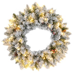 60cm Flocked Christmas Wreath With Lights