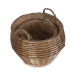 Wicker Antique Wash Stumpy Basket | Set-of-2 | Brown