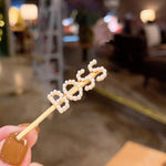 Women's Pearl Words Letters Hairpin Boss