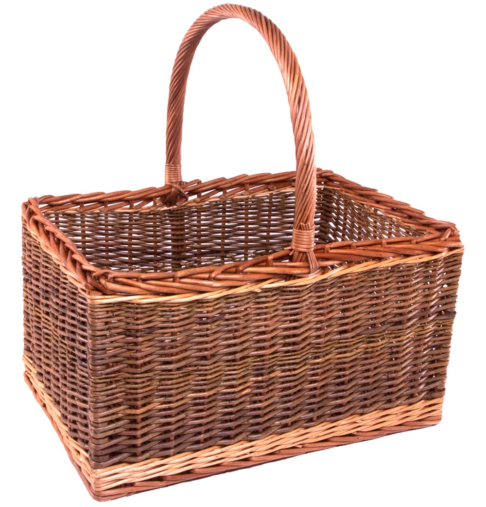 Wicker Bakers Shopping Basket Green Finish