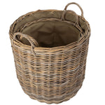 Red Hamper Cordura Lined Tall Round Fireside Grey Rattan Log Basket