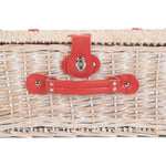 Gingham 2 Person Fitted Picnic Wicker Basket | Red