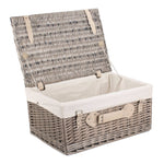 Wicker 51cm Antique Wash Picnic Basket | White