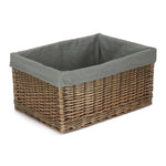 Antique Wash Grey Cotton Grey Lined Willow Storage Baskets | Extra Large | Gray