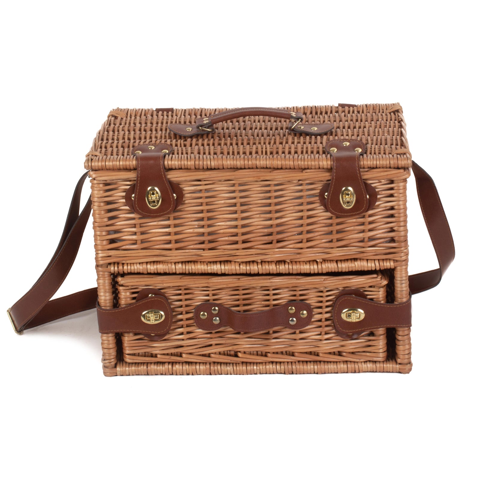 4 Person Fitted Picnic Wicker Basket With Drawers