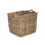 Square Grey Rattan Log Basket | Large | Brown