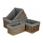 Antique Wash Grey Cotton Grey Lined Willow Storage Baskets | Set-of-4 | Gray