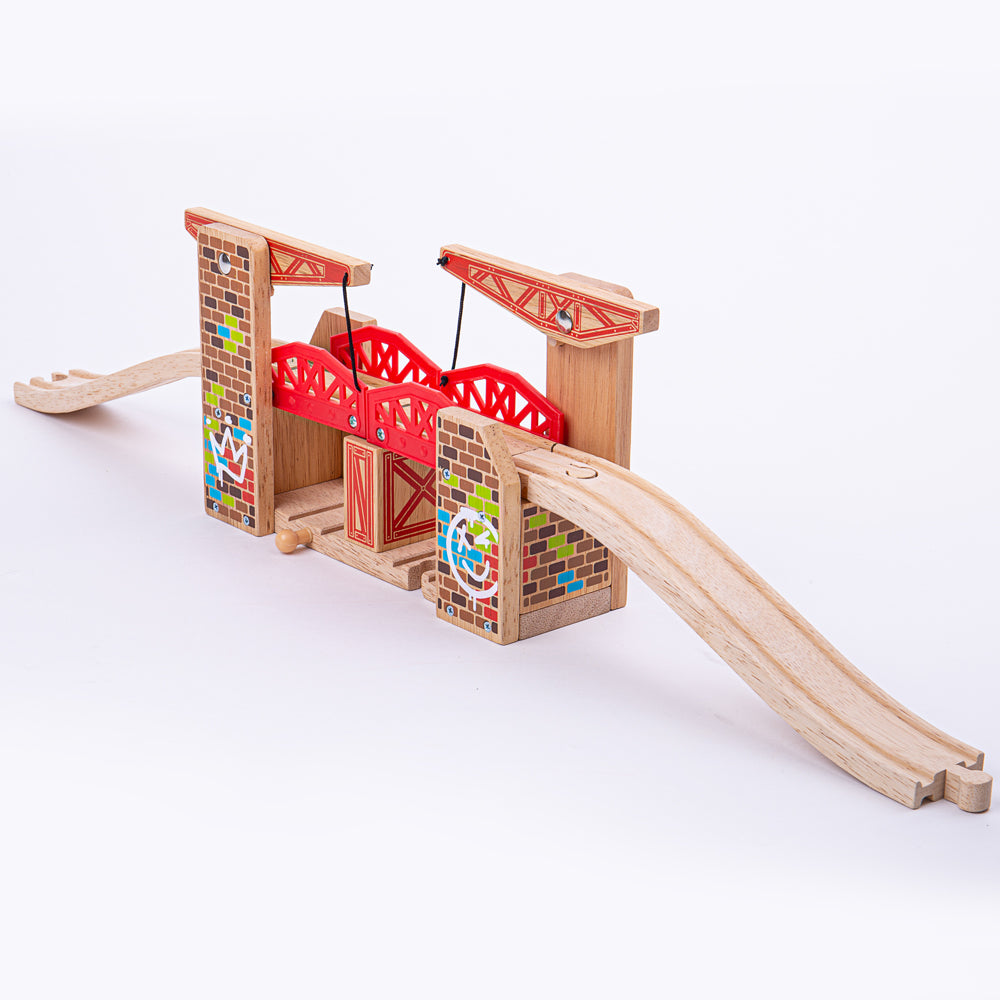 Double Lifting Graffiti Bridge for Wooden Train Sets