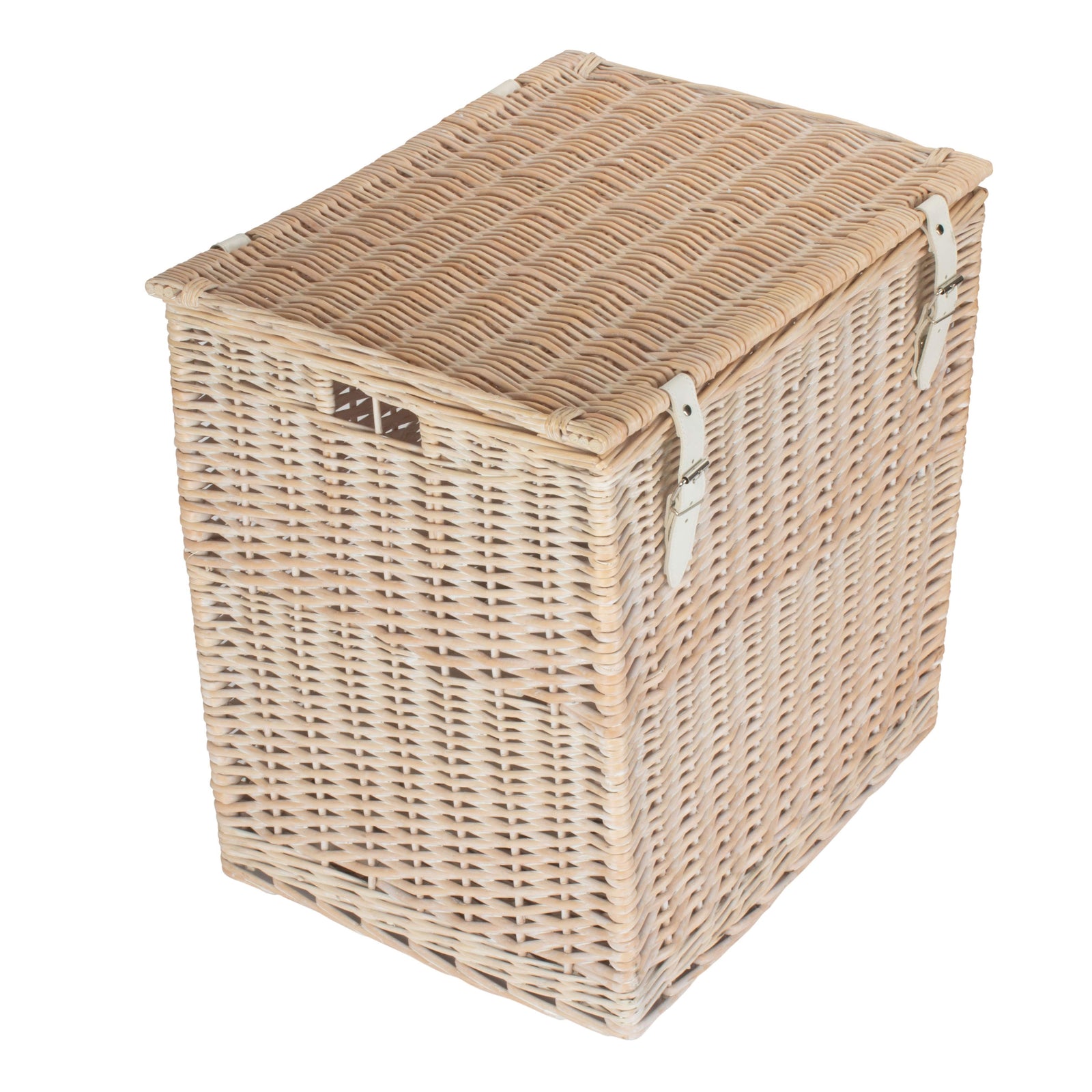 Red Hamper Wicker White Wash Vintner Storage Picnic Basket