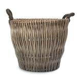 Wicker Small Round Grey Log Basket