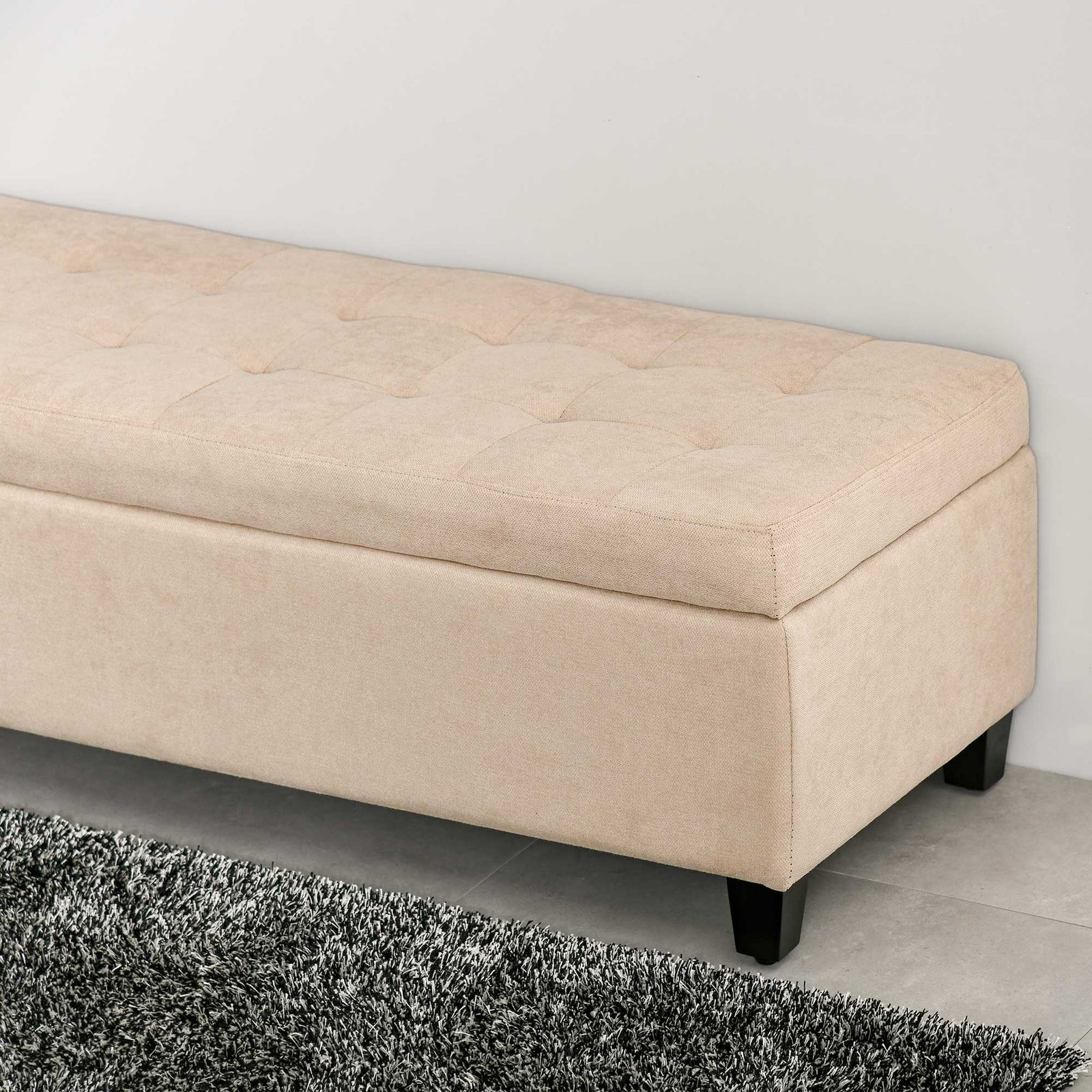 Linen Storage Ottoman Bench, Hinged Lid