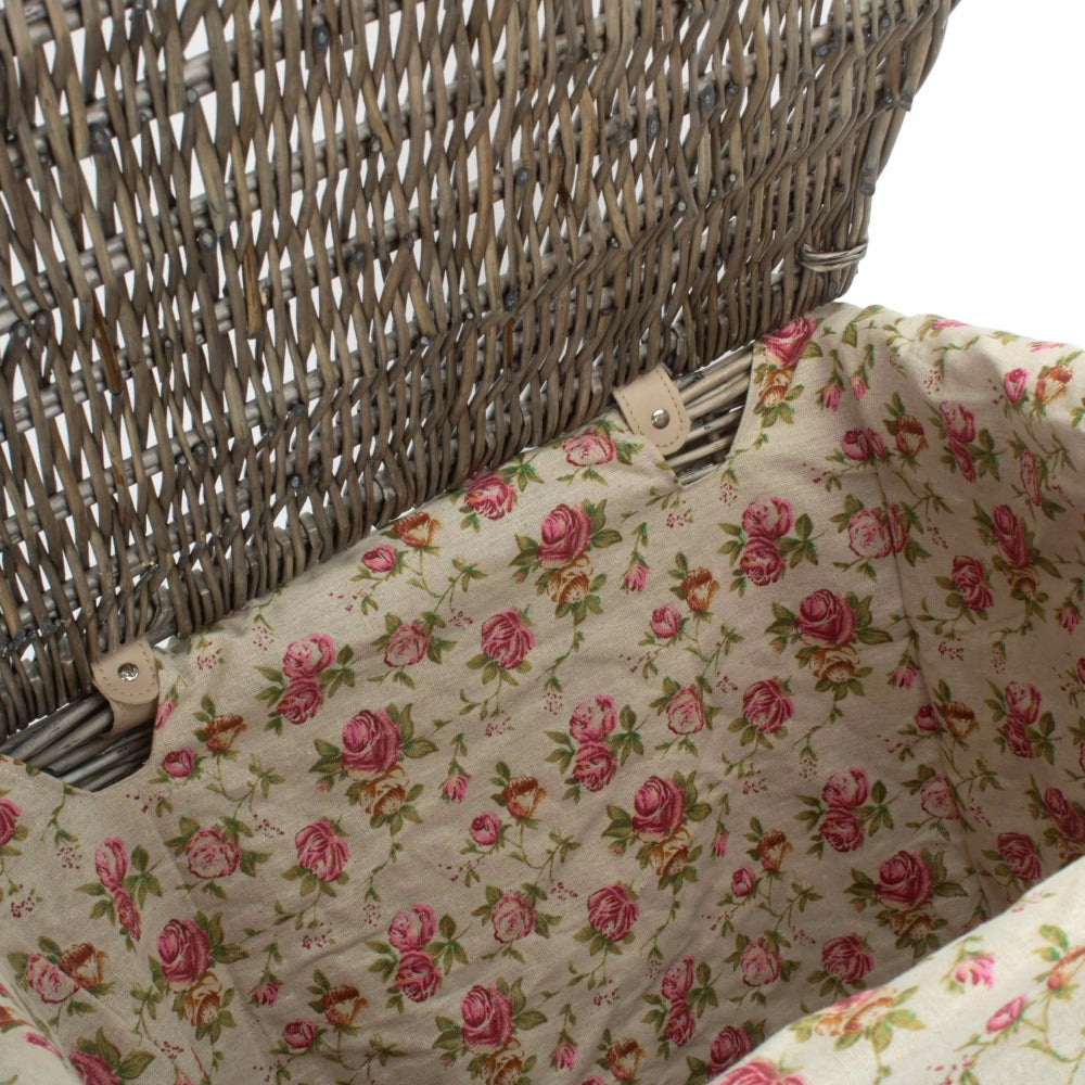 Antique Wash Wicker Square Laundry Basket With Rose Lining | Set-of-2 | Pink