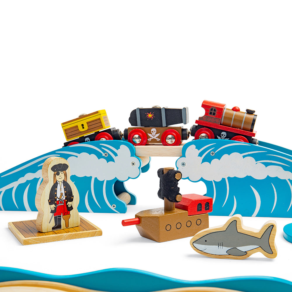 Wooden Pirate Train Set - 42 Pieces