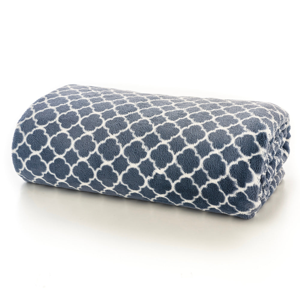 Bakewell Printed Heavyweight Supersoft Plush Fleece Throw | 150cm x 180cm | Navy Blue