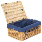 Wicker Buff 40cm Picnic Basket | Blue