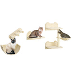 4pcs Wall Mounted Cat Tree Cat Wall Shelves W/ Scratching Post | Beige