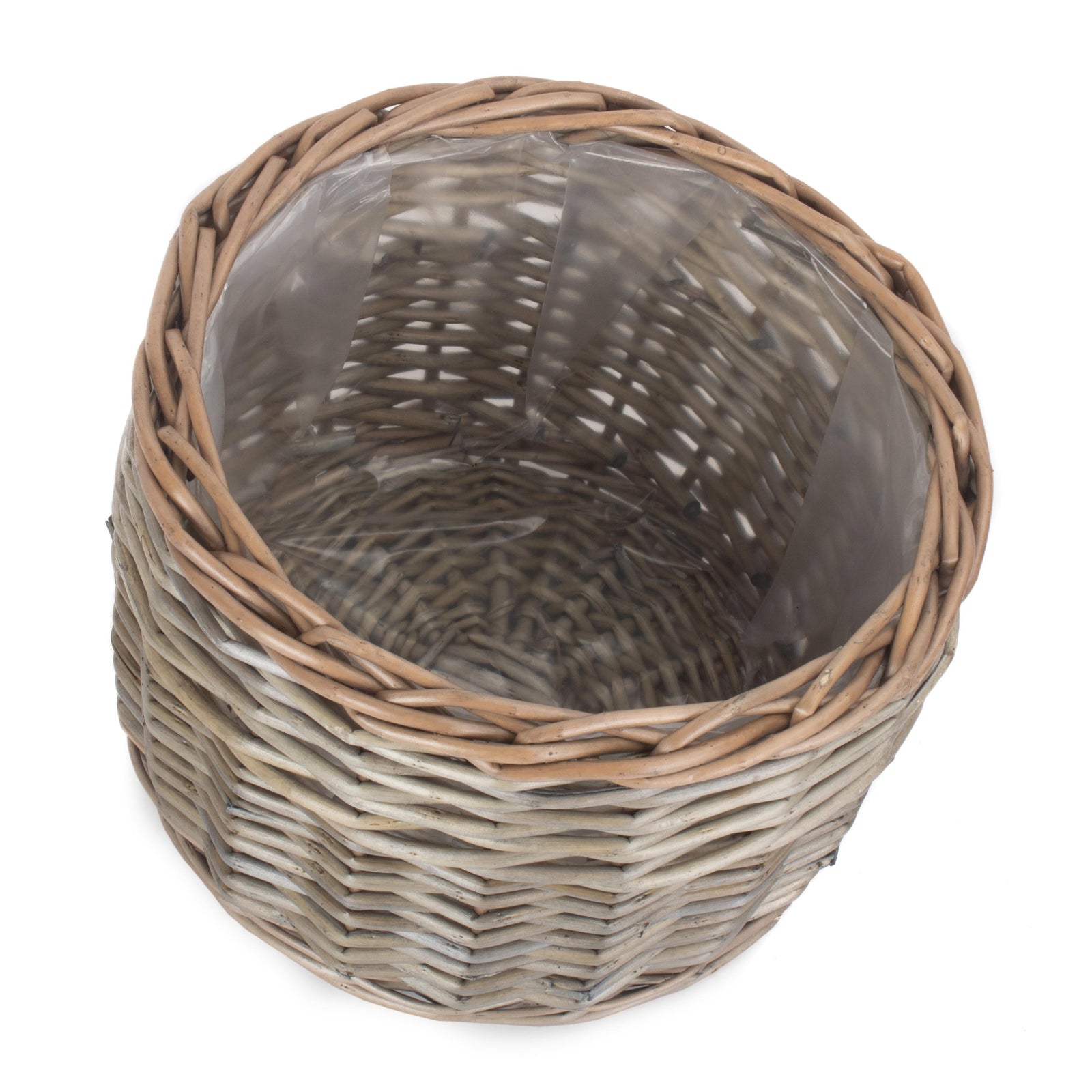 Red Hamper Wicker Round Antique Wash Planter