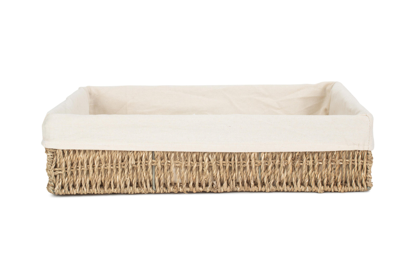 Seagrass Cotton Lined Rectangular Tray | Extra Large | Green