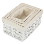 Wicker White Scandi Storage Basket With White Lining | Set-of-4 | White