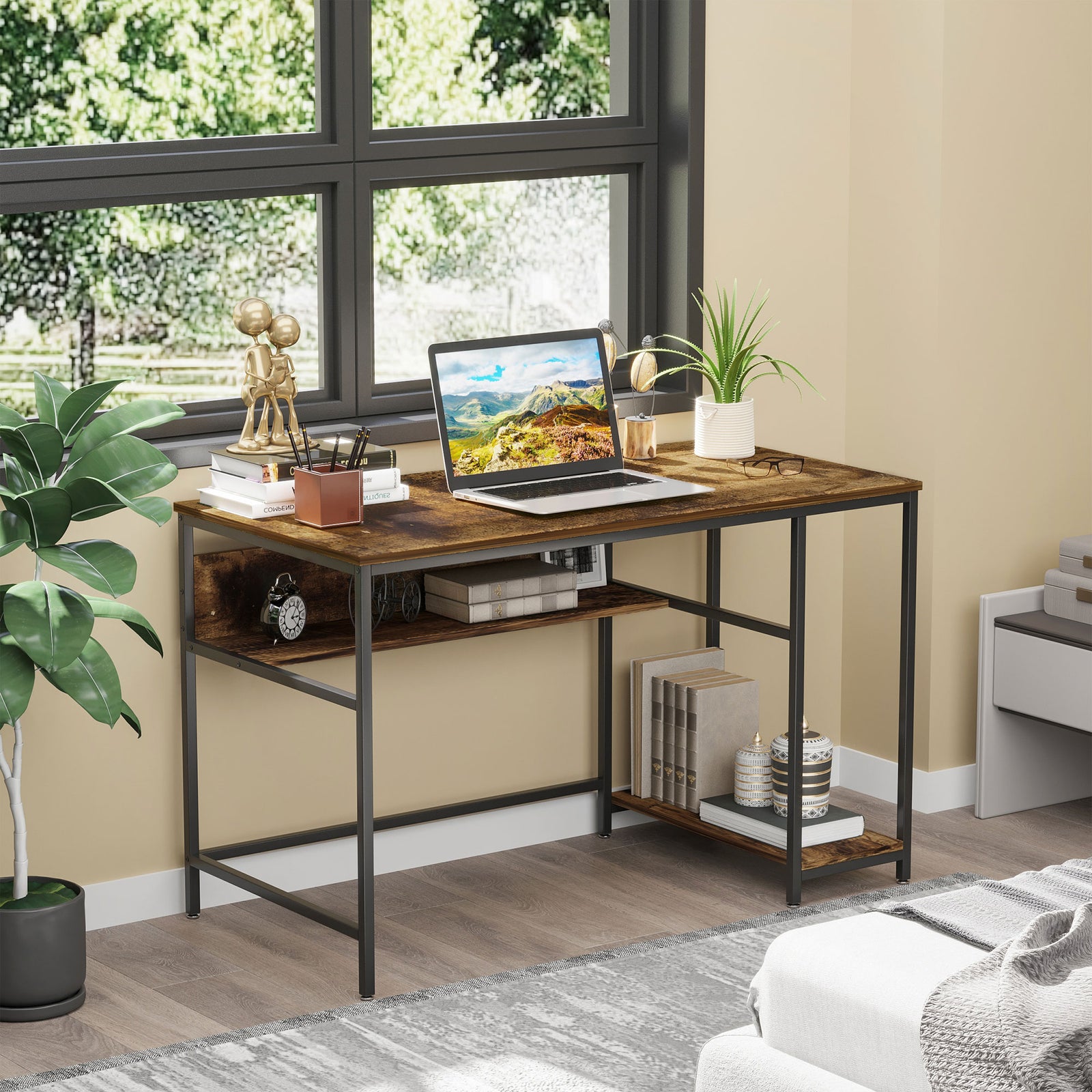 Home Office Writing Desk With Storage | Brown