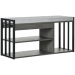 Upholstered Entryway Shoe Bench With Storage Open Shelves