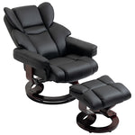 Pu Leather Manual Reclining Armchair Footstool Padded Seat | One Size | Black