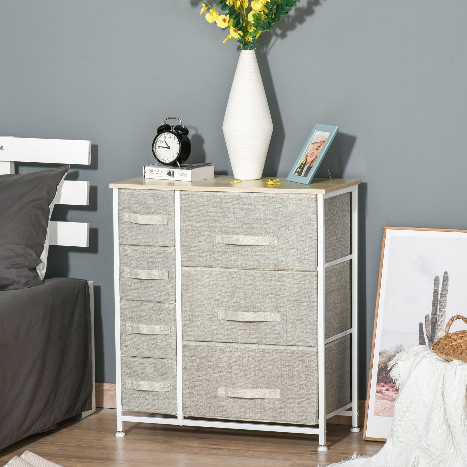 Storage Dresser Tower With Adjustable Feet 7 Drawers