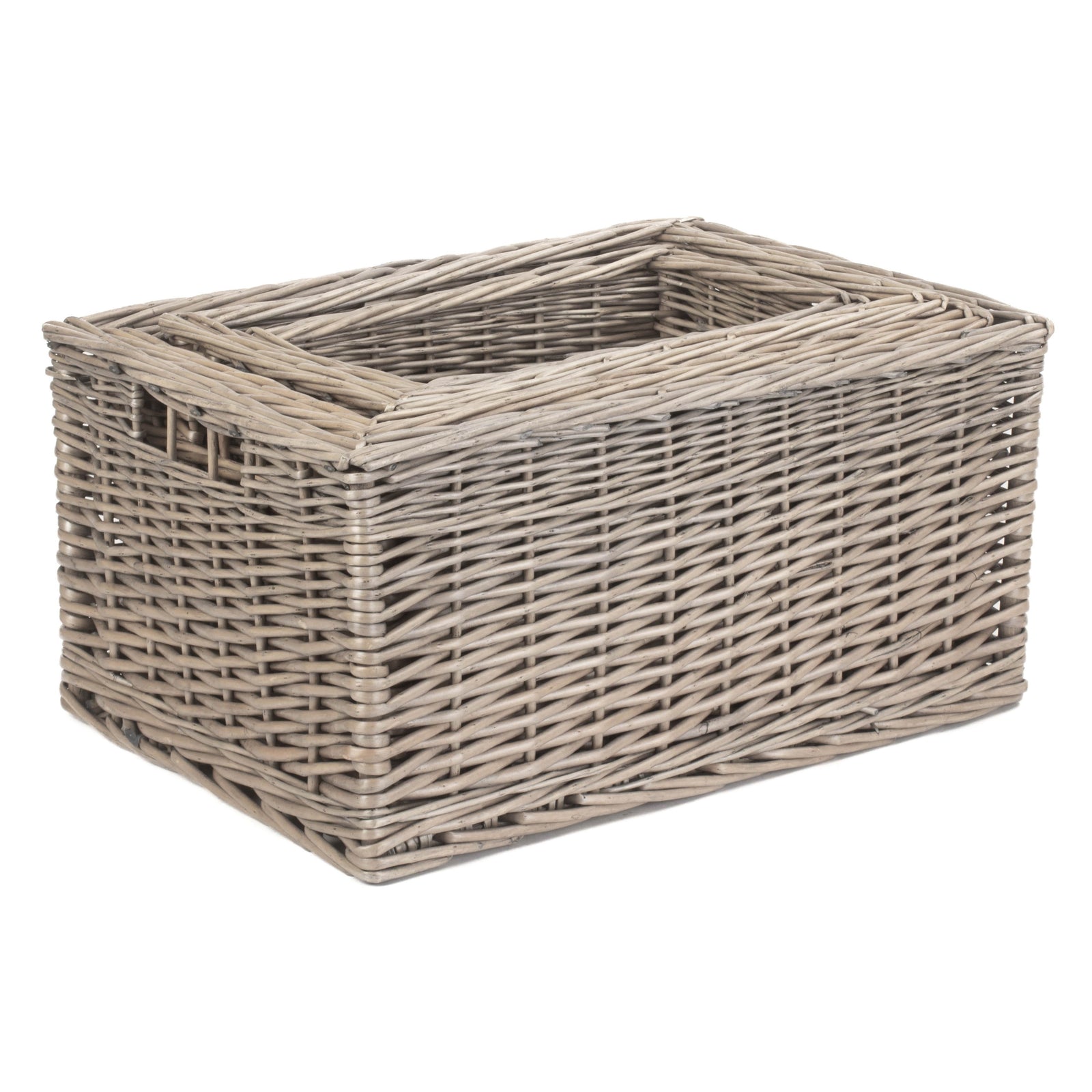 Wicker Antique Wash Lined Open Storage Basket | Set-of-4 | Brown