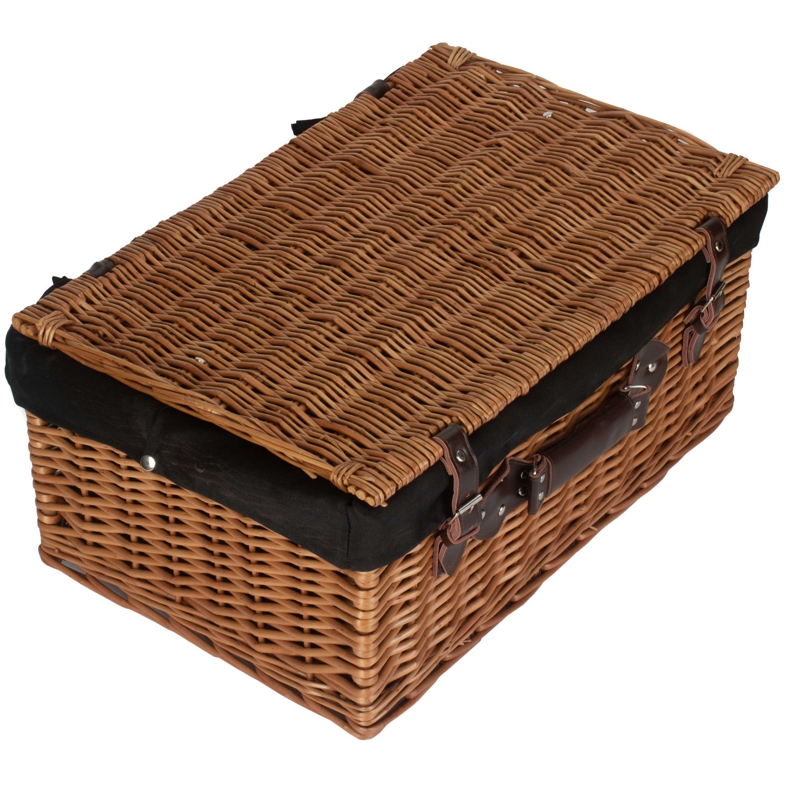 Wicker 56cm Double Steamed Picnic Basket | Black