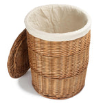 White Cotton Lined Light Steamed Round Laundry Baskets | Large | White