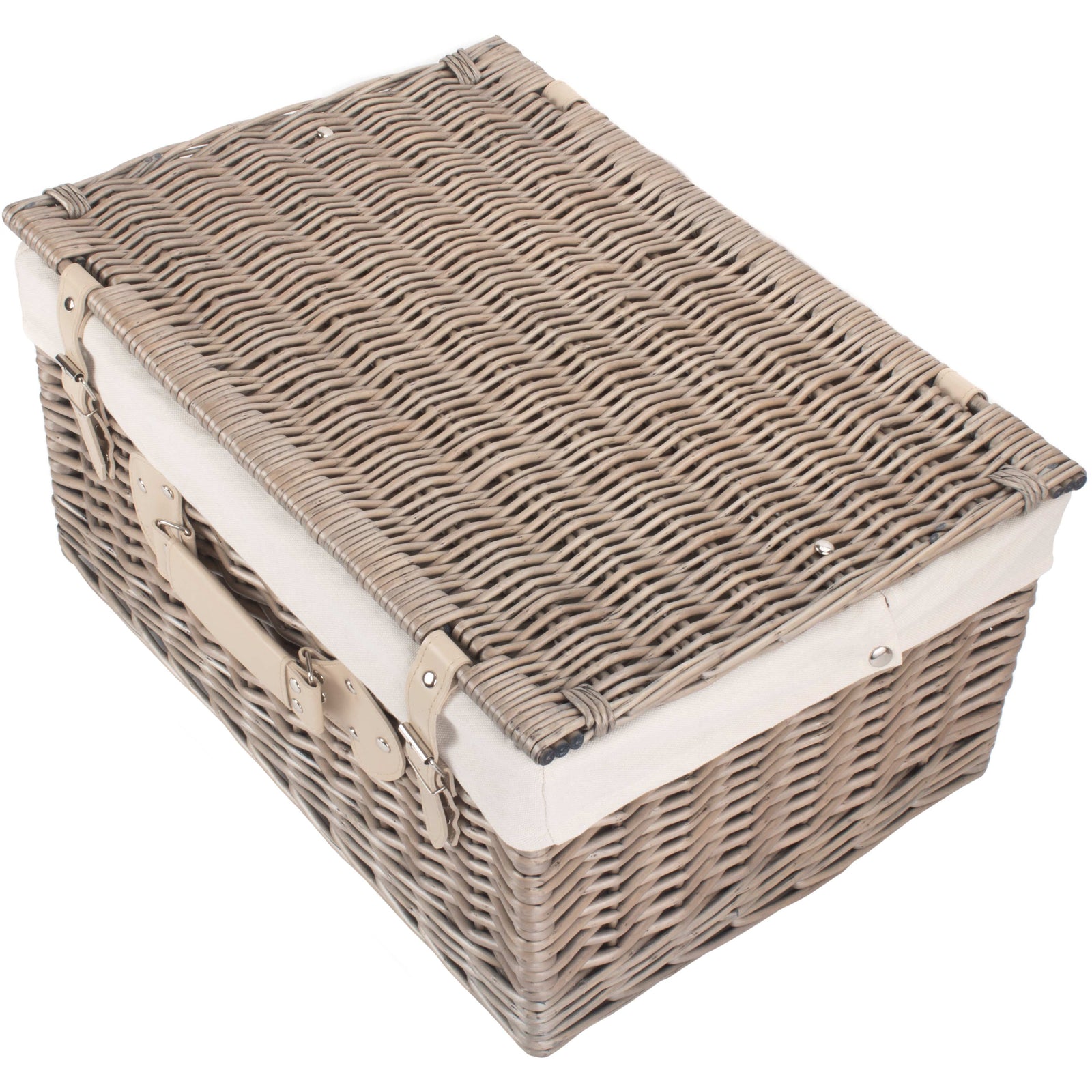 Wicker 51cm Antique Wash Picnic Basket | White