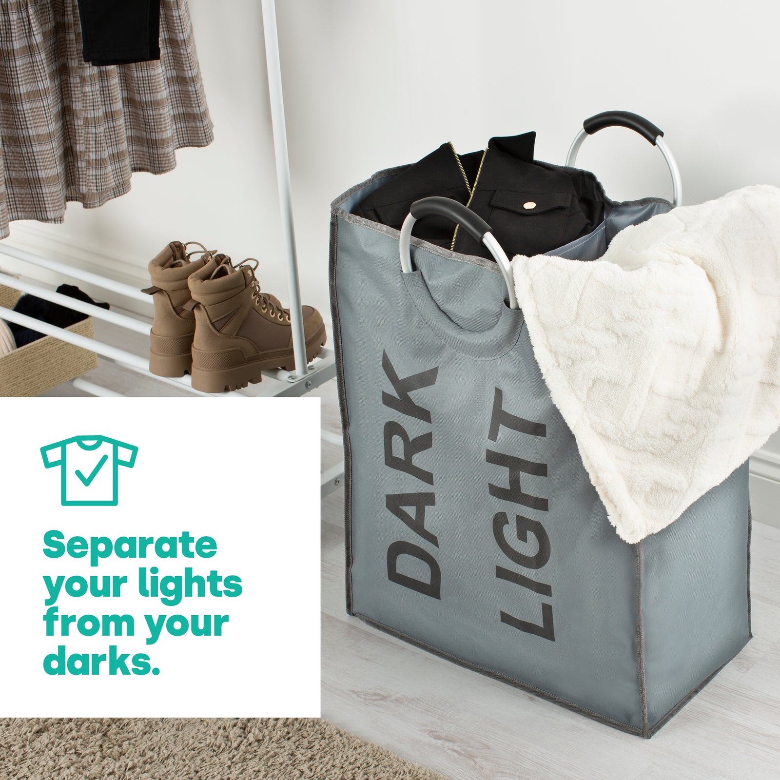 Lights & Darks Laundry Basket - Grey