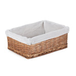 Wicker Double Steamed Storage Basket With White Lining | Set-of-3 | White