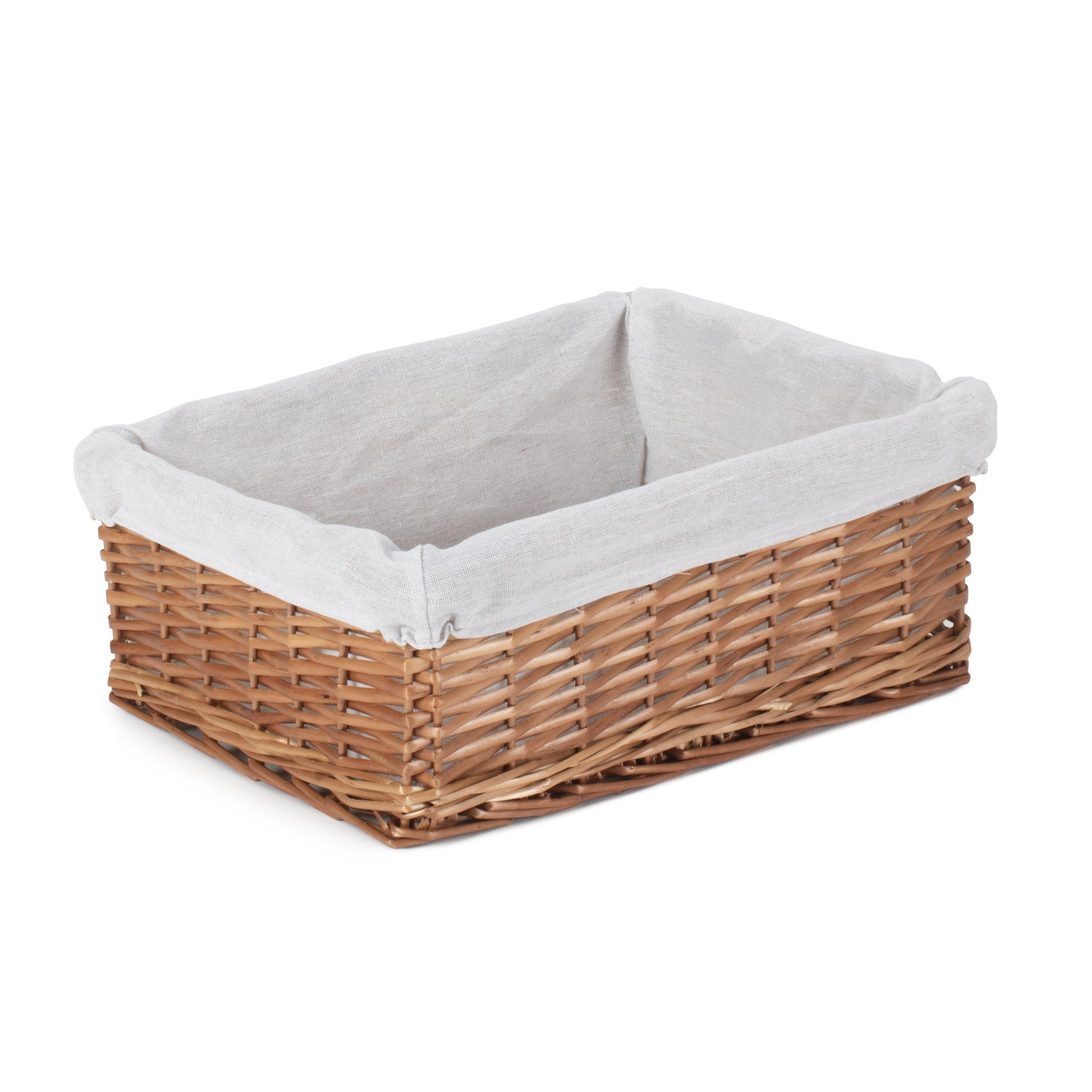 Wicker Double Steamed Storage Basket With White Lining | Large | White