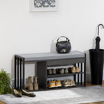 Upholstered Entryway Shoe Bench With Storage Open Shelves