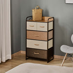 Closet Dresser, Dresser Tower With 5 Linen Fabric Drawers