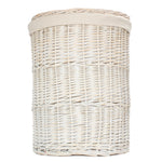 White Oatmeal Cotton Lined Round White Wash Laundry Basket | Small | White