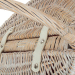 Wicker White Wash Finish Oval Picnic Basket