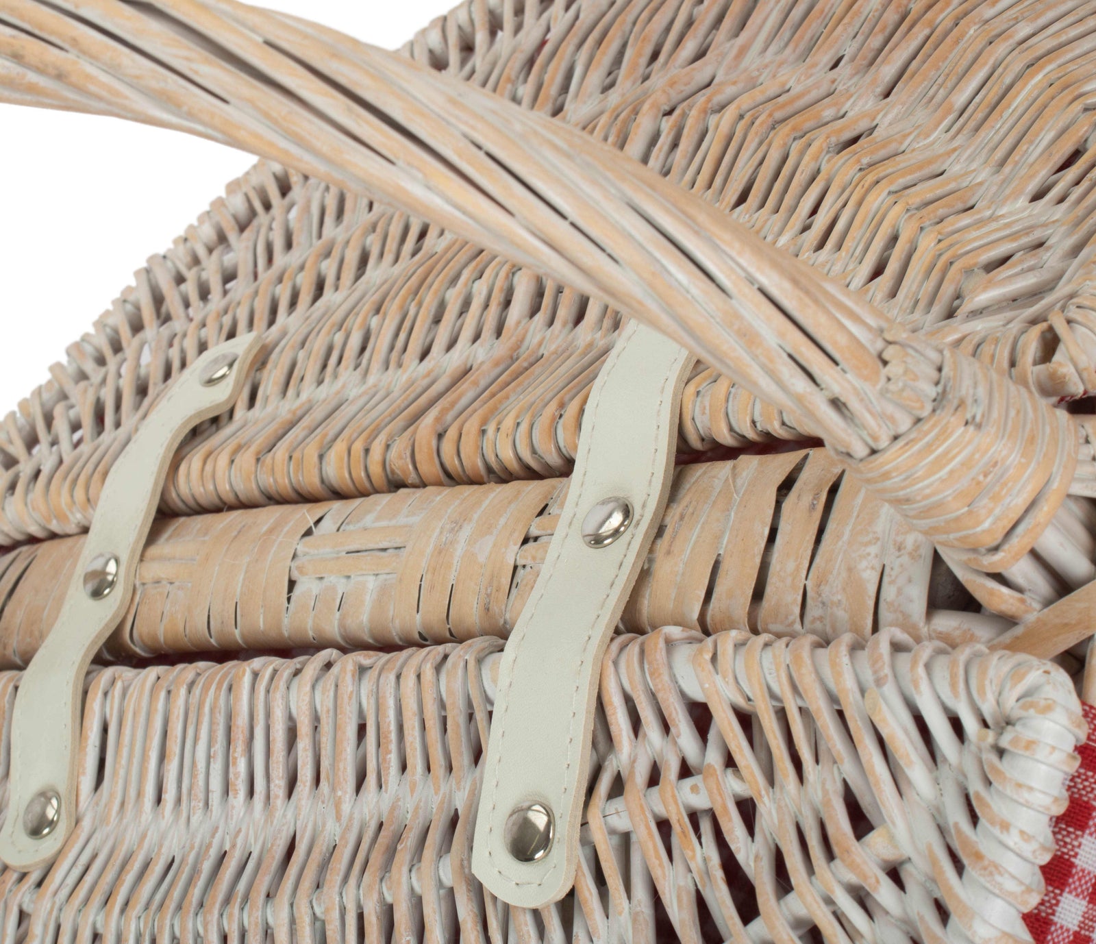 Wicker White Wash Finish Oval Picnic Basket