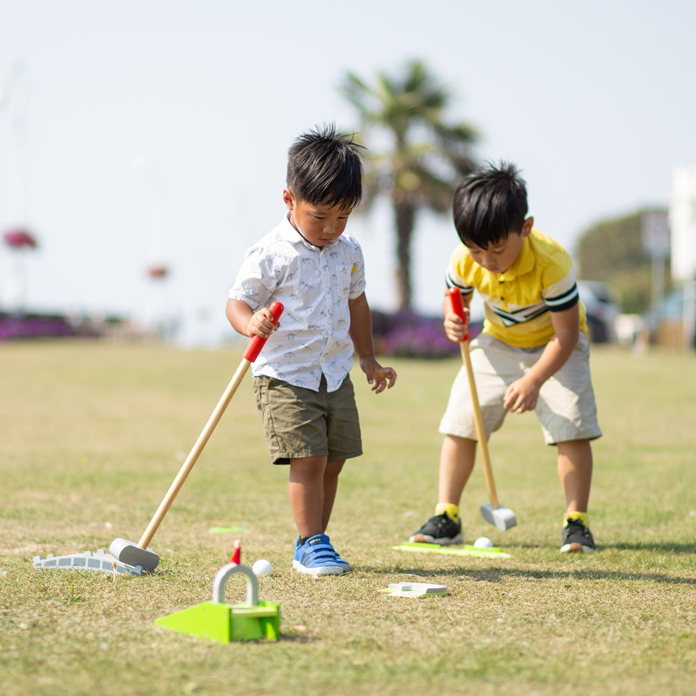 Wooden Crazy Golf Set, Outdoor Game Playset For Kids