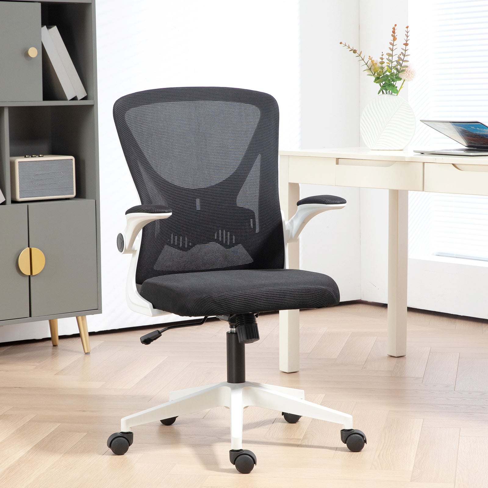 Mesh Office Chair Flip-up Armrests | White