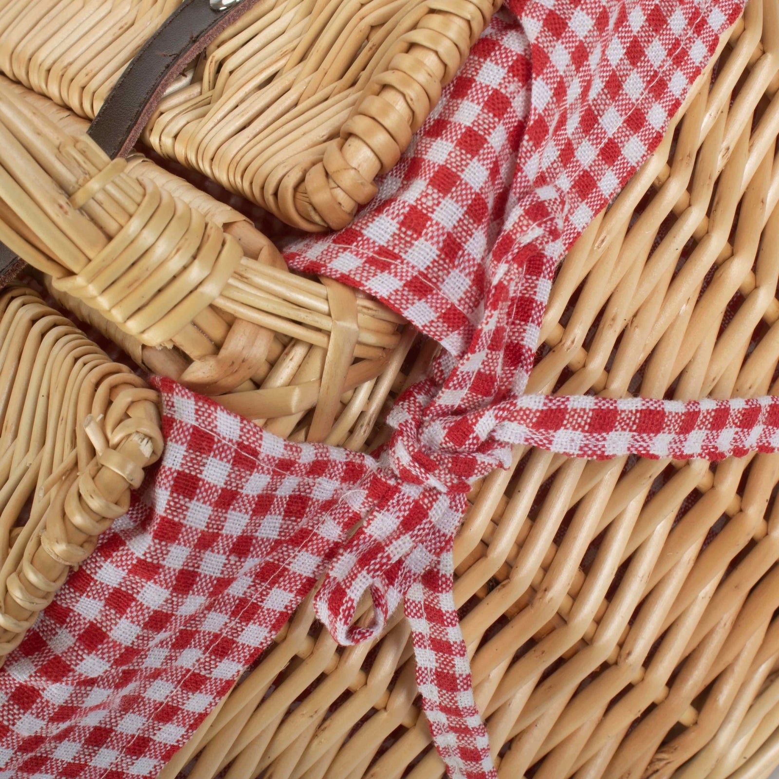 Wicker Red Check Lining Oval Picnic Basket